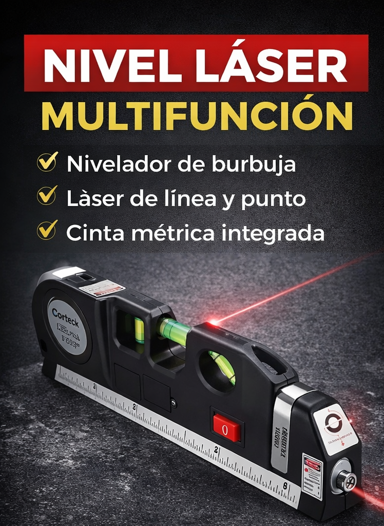 Nivel Laser Con Metro Tres Burbujas