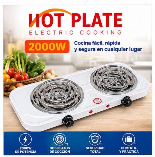 Estufa Eléctrica 2 Puestos 1000w